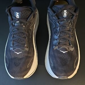 Hoka One on One Clifton 10 Black and White Athletic Shoes